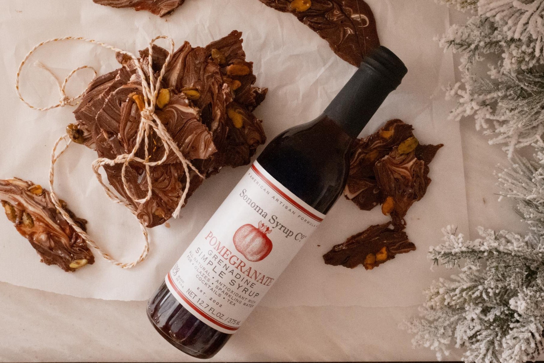 Pomegranate-Swirled Chocolate Bark - Sonoma Syrup Co.