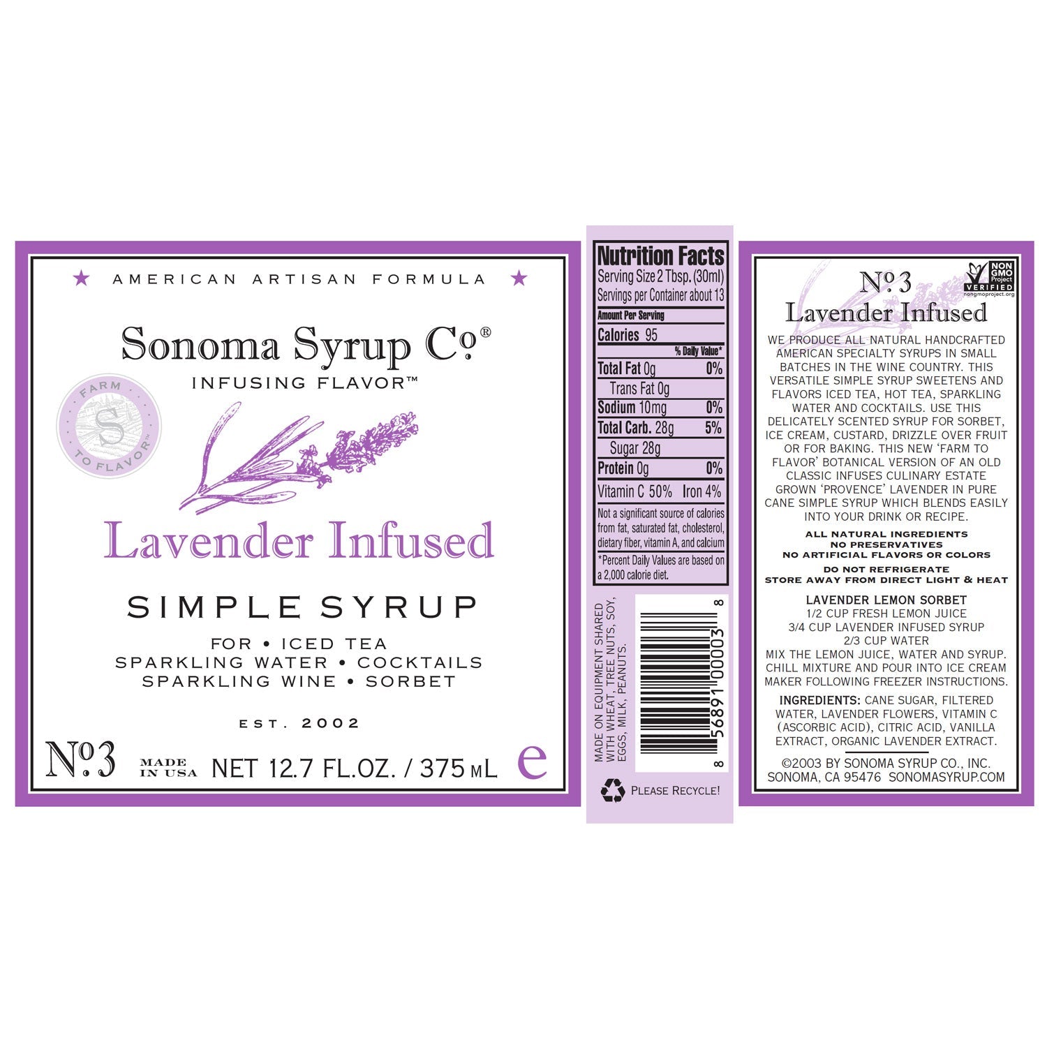 No. 3 Lavender Infused Simple Syrup - Sonoma Syrup Co.