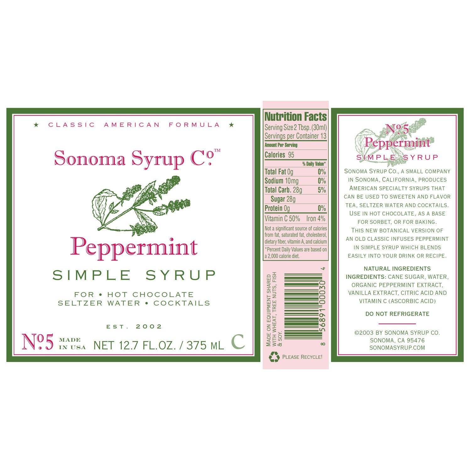 No. 5 Peppermint Simple Syrup - Sonoma Syrup Co.