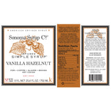 Sonoma Syrup Co. Hazelnut Simple Syrup Label