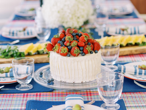 Red, White, and Blue "Berries" Coconut Cake