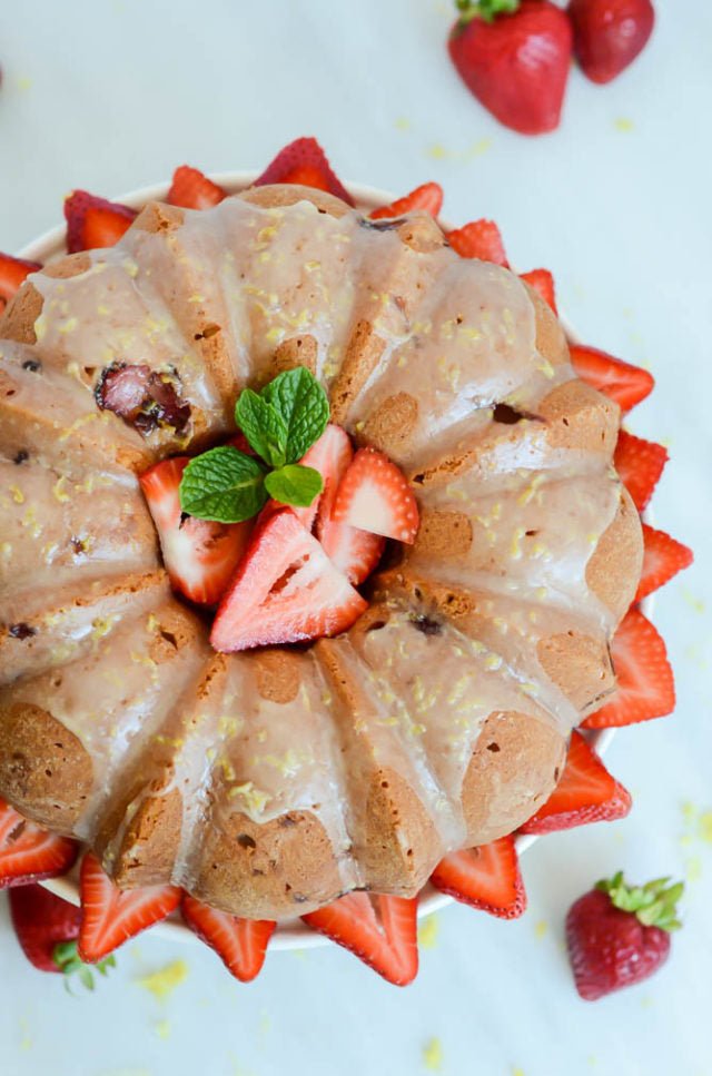 Fresh Strawberry Vanilla Bundt Cake with Lemon Glaze - Sonoma Syrup Co.