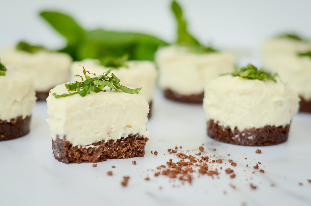 Mini No-Bake Fresh Mint Cheesecakes - Sonoma Syrup Co.