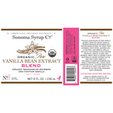 Organic Vanilla Bean Extract "Blend" of Madagascar and Tahitian Vanilla Beans Label