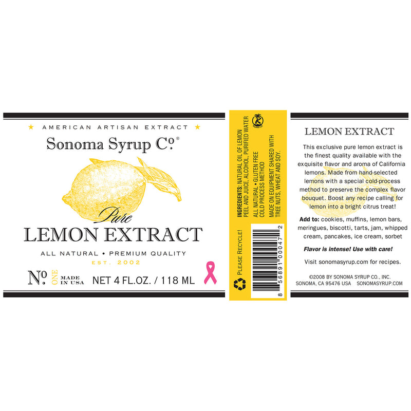 Sonoma Syrup Co. Pure Lemon Extract Label