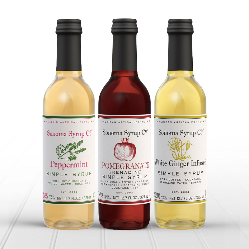 Peppermint, Pomegranate, and White Ginger Simple Syrup Holiday Gift Set