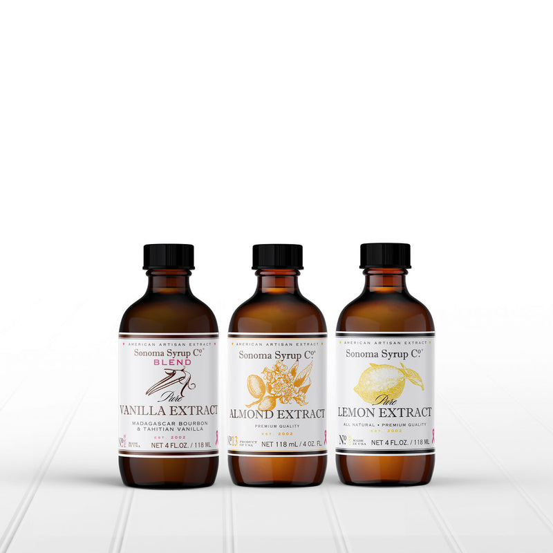Sonoma Syrup Co. Gift Set of Pure Lemon, Almond, and Vanilla Bean Extract