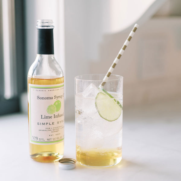 Lime Simple Syrup in Lime Rickey Cocktail or Mocktail