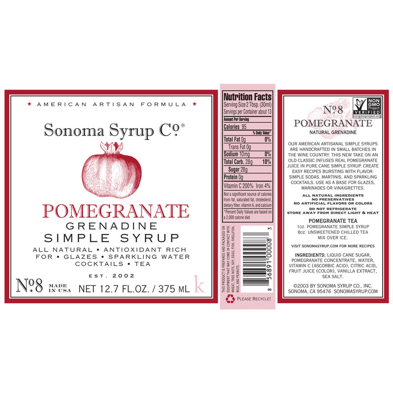 Sonoma Syrup Co. Pomegranate Grenadine Simple Syrup Label
