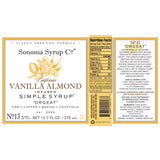 Sonoma Syrup Co. Vanilla Almond (Orgeat) Simple Syrup Label