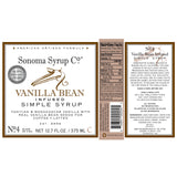 Sonoma Syrup Co. Vanilla Bean Simple Syrup Label