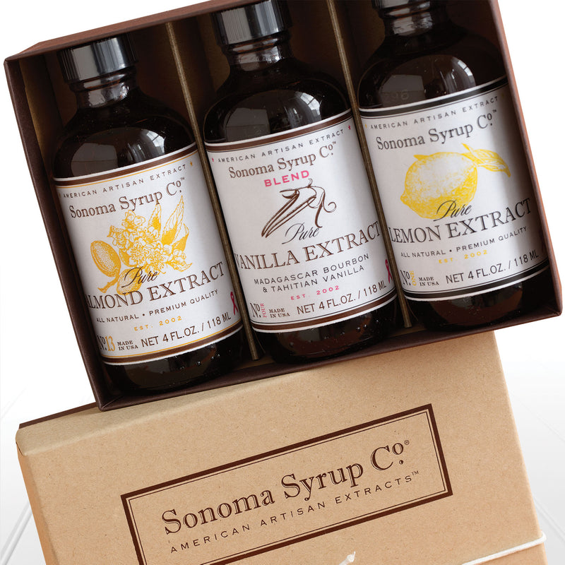  Sonoma Syrup Co. Gift Set of Pure Lemon, Almond, and Vanilla Bean Extract